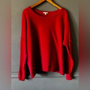 Eileen Fisher Organic Cotton Slouchy Pullover Sweatshirt Coral XL
